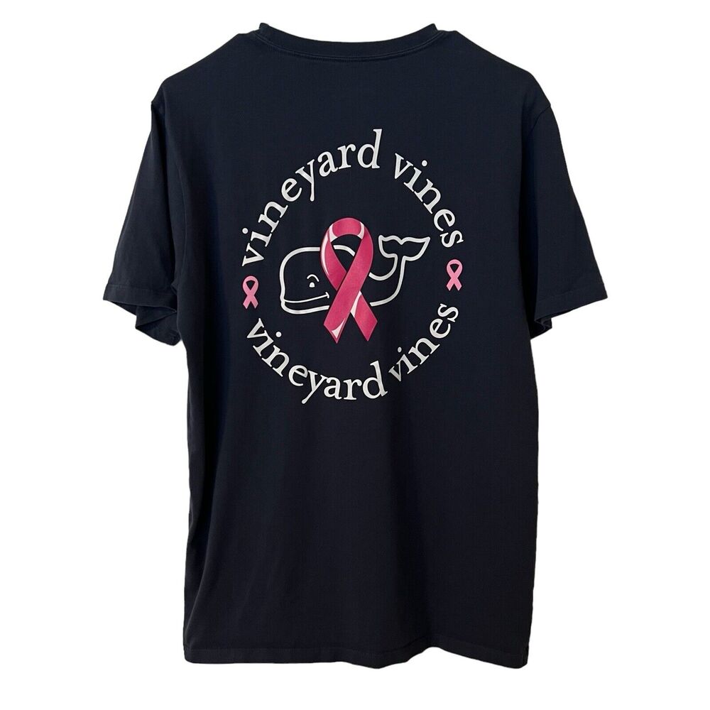 🌵 Vineyard Vines Women's/Unisex Navy & Pink Breast Cancer Awareness T-Shirt - S